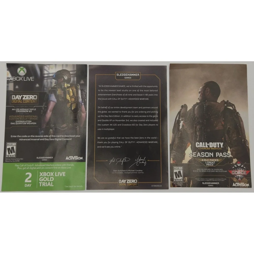 Call of Duty Advanced Warfare - Day Zero Edition - Xbox 360 - Tested CIB